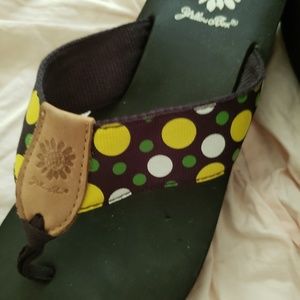 Yellow box flip flops